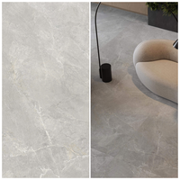 Carrelage en porcelaine émaillée gris clair aspect pierre 600x1200mm antidérapant pour salle d'exposition, bureau, sol à fort trafic, émail dense résistant à l'usure