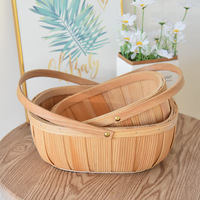 Panier en bois naturel tressé à la main, ovale, multifonctionnel, pour le rangement des œufs de Pâques, des fruits et légumes, pour la maison et la cuisine