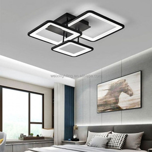 Cổ thị trấn đèn 85v260v điều khiển từ xa thông minh chiếu sáng nghiên cứu phòng ngủ màu đen rô hiện đại dẫn ánh sáng Trần - Product Image 5