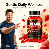 SYC BIO Créatine Monohydrate Gummies Complément Quotidien pour le Bien-être Musculaire 60 Comprimés Fraise 1250mg OEM Marque Privée ODM