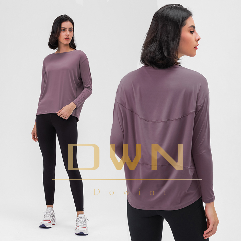 NEW Double Layer Align Loose Long Sleeve Top Women's Breathable Simple T-shirts Training Fitness Yoga Top