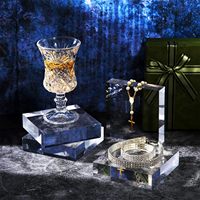 4 Stück 4x4x1 Zoll Polierte Klare Acrylwürfel Quadratischer Displayblock Ständer Schmuck Kuchen Ring Präsentationsständer