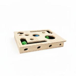 Wooden <b>Cat</b> Maze <b>Toy</b> Square Solid Wood Pet Game Box <b>For</b> <b>Indoor</b> <b>Cats</b> Home Entertainment Natural Color 450g - Product Image 1