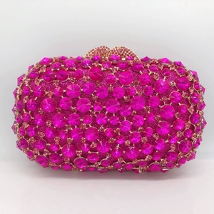<span class=keywords><strong>Borsa</strong></span> da sera da <span class=keywords><strong>donna</strong></span> <span class=keywords><strong>fucsia</strong></span> cava con strass, pochette di lusso rosa shocking con cristalli per matrimonio, <span class=keywords><strong>borsa</strong></span> da sposa, <span class=keywords><strong>borsa</strong></span> africana con rivetti a diamante - Product Image 1