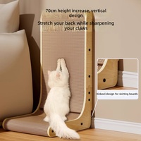 Griffoir pour chat en forme de L vertical, en carton ondulé, à fixer au mur, pour chats d'intérieur