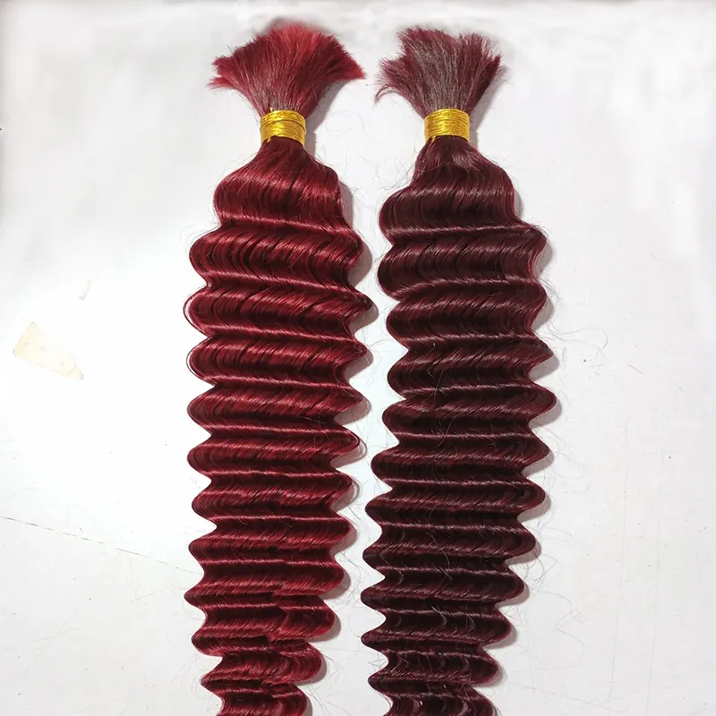 Goddess remy human hair extensions red color bundles no weft bulk human hair for braids
