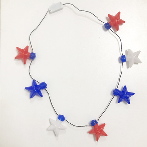 Collana con Stella <span class=keywords><strong>a</strong></span> Cinque Punte LED Luminosa Lampeggiante per Decorazione Festa del 4 Luglio USA - Product Image 1
