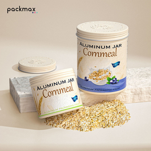 Custom Aluminum Cereal Can for Breakfast <b>Oats</b> Meal Replacement Powder - Food Grade Airtight Screw Top Tall Storage Tin - Product Image 5
