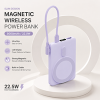 Batterie externe magnétique sans fil mini 5000 mAh en gros, charge rapide Type C, chargeur de secours de voyage, logo personnalisé, usine OEM ODM
