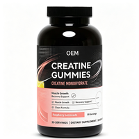 Gummies de créatine saveur framboise-citron, 30 portions, supplément OEM pour la croissance musculaire et le soutien à la récupération