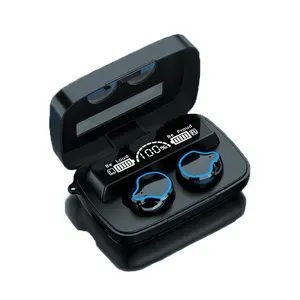 Tws earphone Bluetooth nirkabel dengan MIK, headphone olahraga tahan air, earbud Stereo 9d dengan kotak pengisian 2000mah