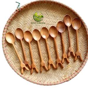 Cuchara de madera vietnamita para fiestas, ecológica, de alta calidad, nueva, natural, tamaño personalizable, cuchara de madera para té con diseño floral, embalaje OEM - Product Image 6