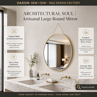 Grand miroir rond de 20 pouces avec cadre en laiton robuste pour salle de bain d'hôtel, vanité, vente en gros, prêt pour l'audit OEM BSCI
