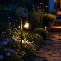 Lampes solaires LED étanches IP65 en forme de dragon métallique pour jardin, lanterne suspendue pour allée, pelouse, cour