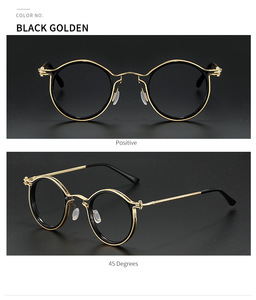 Montures <span class=keywords><strong>de</strong></span> Lunettes Rondes Vintage pour <span class=keywords><strong>Homme</strong></span> Unisexe, Lunettes Anti-Lumière Bleue, Lunettes <span class=keywords><strong>de</strong></span> Lecture Classiques, Montures Optiques en Métal - Product Image 6