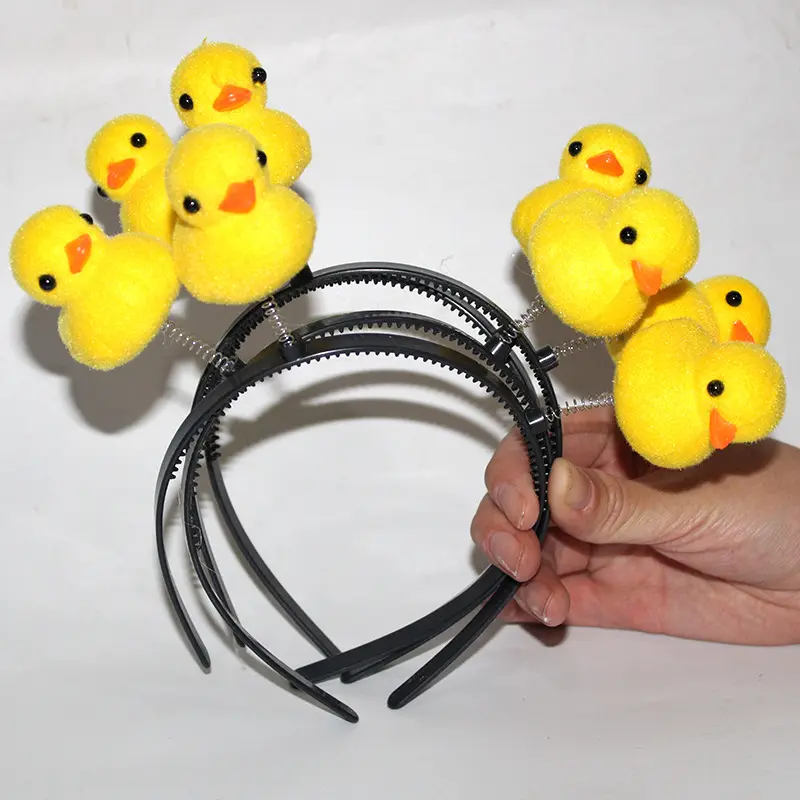 Alta calidad, venta al por mayor, sombreros creativos, diadema de pato amarillo con dibujos animados de animales bonitos para niños