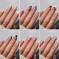 Faux Ongles en Gel Souple Effet Œil de Chat BTArtbox – Vente en Gros, Amande Rouge Brillant, Halloween, Faits Main, à Presser