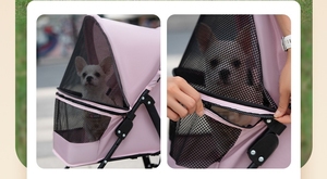 2025 OEM biểu tượng tùy chỉnh chất lượng cao Dog Travel Xe đẩy có thể gập lại Pet Xe đẩy tàu sân bay với bánh xe trong suốt Pet du lịch xe đẩy - Product Image 4