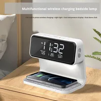 Pengisi Daya Nirkabel Cepat dengan Tampilan Jam Digital, Output 15W, Pengisi Daya Ponsel Portabel, Pengisi Daya Ponsel OEM Langsung dari Pabrik