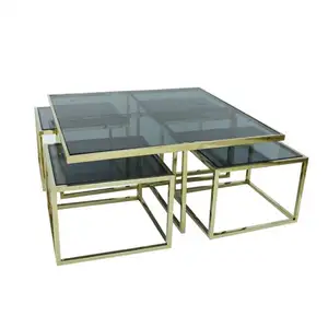 Tavolo da soggiorno tavoli quadrati in acciaio prezzo mobili per piccole stanze in acciaio, miglior piano in ferro di vetro/