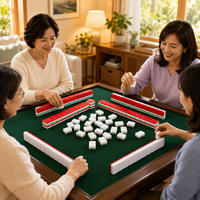 Ensemble de Mahjong américain de 160 tuiles Holiday Jewel rouge, vert et turquoise avec boîte cadeau de Noël personnalisée OEM