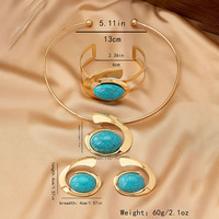 Parures de bijoux audacieuses et imposantes en acier inoxydable plaqué or 18 carats de haute qualité, couleur turquoise, pour femmes, collection 2026