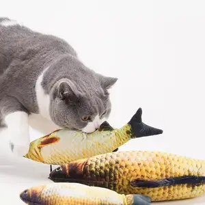 High Quality Funny Playing Durable Cat Interactive Toy Eco Friendly Plush Catnip Fish Pet Toy For Cat
