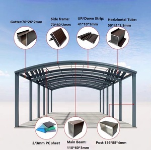 Amas Résistance à la neige 5.5*3*3m Garage préfabriqué de luxe <span class=keywords><strong>2</strong></span> poteaux Port de voiture étanche <span class=keywords><strong>Alu</strong></span> Parking Porte en aluminium Abri de voiture simple - Product Image 2