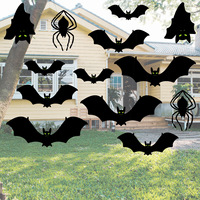 Décorations d'Halloween, chauve-souris noire effrayante, araignée avec des yeux lumineux, décoration suspendue, décoration de fête pour la maison, la cour, le jardin, la pelouse