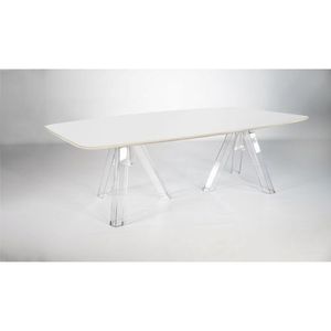 OMETTO ELL001 220x115 cm piano in legno bianco piano ovale ellittico per Home Bar trasparente in policarbonato Design vetro caratteristica - Product Image 1