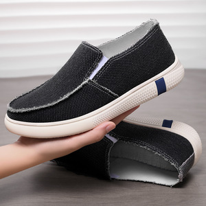 Men walking <b>shoes</b> Blue Canvas Slip-On Round Toe Breathable Rubber Outsole EVA Midsole All Seasons Casual <b>Shoes</b> - Product Image 5