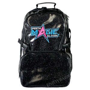 Черный Блестящий водонепроницаемый рюкзак для Чеа клуба застежка-молния гладкая поверхность логотип на заказ высококачественный полиэфирный материал - Product Image 1