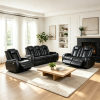 Canapé d'angle inclinable électrique VANBOW 3 2 1 en cuir, meubles pour salon et hôtel/appartement avec porte-gobelet