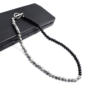 Fashion Mens Gemstone Beads <strong>Necklace</strong> Waterproof <strong>Toggle</strong> Clasp 6mm Natural Stone Beaded <strong>Necklace</strong> Wholesale - Product Image 2