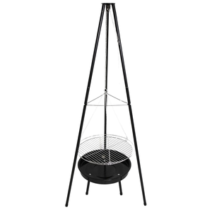 Équipement de <span class=keywords><strong>barbecue</strong></span> extérieur luxueux, foyer en fer, grilles à bois, <span class=keywords><strong>barbecue</strong></span> au charbon de bois, trépied noir, 3-5 personnes, montage facile - Product Image 1