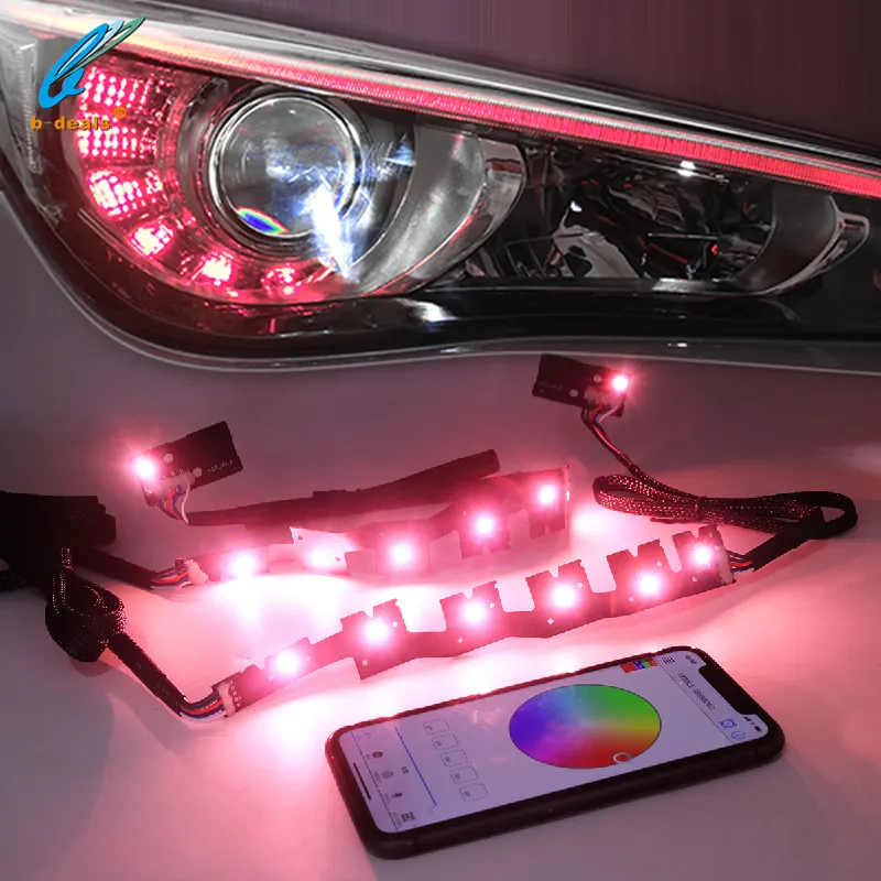 Para Infiniti Headlight Retrofit LED DRL Light Board RGB Cambio de color APP Control Q50 2014 2015 2016 2017 2018 2019 2020 2021