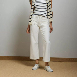 OEM <strong>Women</strong> <strong>White</strong> <strong>Jeans</strong> <strong>Cropped</strong> Wide Leg <strong>Jeans</strong> High Waist Denim <strong>Jeans</strong> for <strong>Women</strong> Factory Wholesale Supply - Product Image 2