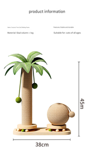 Pohon kelapa kayu padat meja putar kucing tahan lama kolom penggaruk kucing mainan Sisal untuk mendaki sisir mencicil kucing papan gores memanjat - Product Image 6