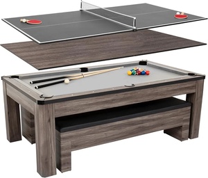 Mesa <span class=keywords><strong>de</strong></span> billar Gtsports <span class=keywords><strong>de</strong></span> 7 pies 3 en 1 convertible multifunción con tapa <span class=keywords><strong>de</strong></span> comedor y tapa <span class=keywords><strong>de</strong></span> <span class=keywords><strong>ping</strong></span> <span class=keywords><strong>pong</strong></span> con dos bancos - Product Image 1