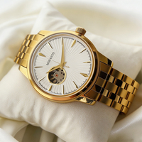 Montre mécanique à remontage automatique pour hommes d'affaires, cadran blanc soleil, mouvement apparent