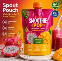 Bouteille souple personnalisable en plastique écologique de qualité alimentaire, imprimée en héliogravure, pour jus de fruits (ananas, mangue), lait et café