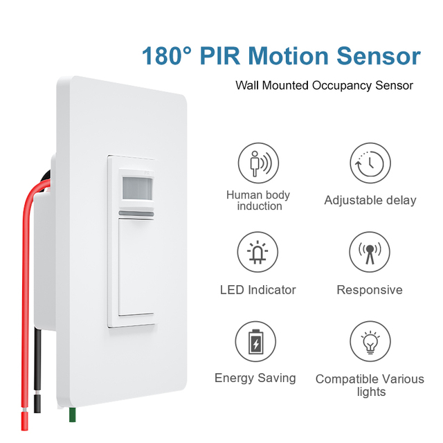 Milfra WiFi Motion Sensor Switch Smart PIR Occupancy Sensor Switch 1/2gang Motion Sensor Switch 2Gang