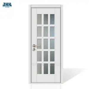 JHK white interior glass french wooden door Chinese Door Factory Cheap Price