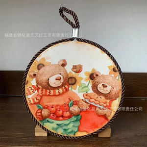 Tapete de Cocina de Cerámica Tian Tian Hong, Redondo, con Estampado de Animales de Dibujos Animados, Aislante del Calor, Resistente al Aceite, para Platos y Tazones, Hecho en China - Product Image 2