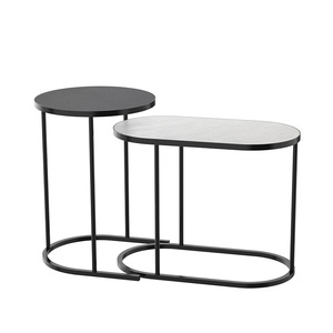 WIREKING New Design Combination Side <strong>Table</strong> Grey and <strong>Black</strong> MDF Board Marble Grain Coffee <strong>Table</strong> Living Room <strong>Sofa</strong> Side <strong>Table</strong> - Product Image 1
