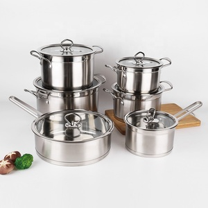 Batterie de cuisine antiadhésive en acier inoxydable, comprenant une marmite à soupe et une casserole à lait avec couvercle et poignée – Vente chaude - Product Image 1