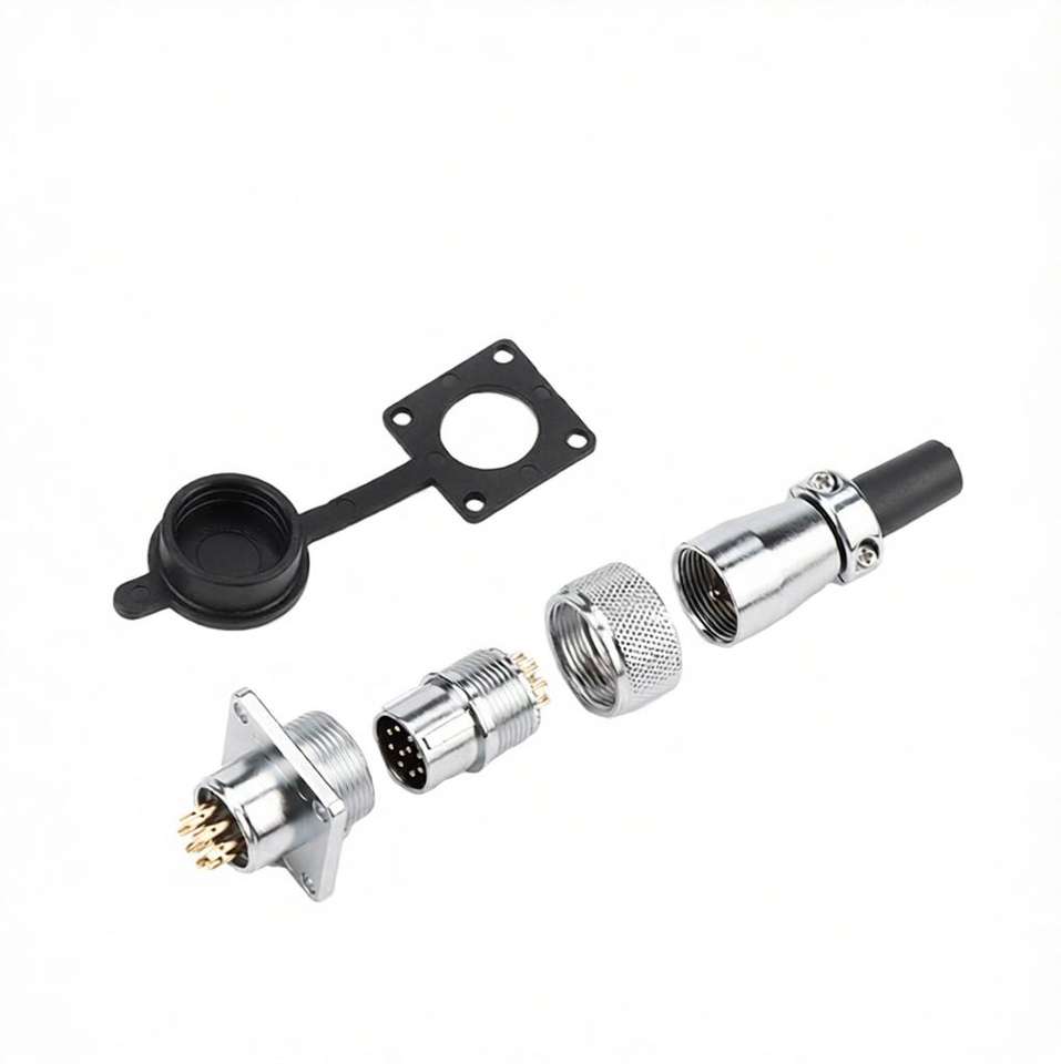 12 Pin Industrial Connector Vibration Proof Metal Circular Cable Plug ...