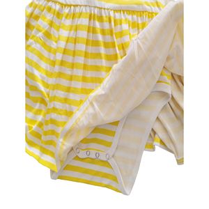 Vestido de Algodón con Rayas Amarillas para Adultos, Mono con Falda para Bebés Adultos, Ropa <span class=keywords><strong>ABDL</strong></span> con <span class=keywords><strong>Manga</strong></span> Corta y Broches en la Entrepierna para Mujeres - Product Image 6