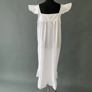 Camisón de algodón blanco para mujer