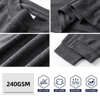 T-shirt à col montant en maille pour homme SS261394, 240 GSM, acrylique-viscose-spandex, coupe classique, manches longues, logo personnalisé imprimé à l'écran